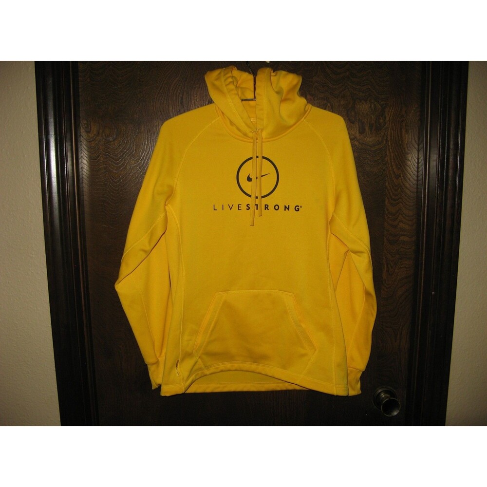 Mens Nike Therma Fit Yellow Live Strong Hoodie Sweatshirt Size S